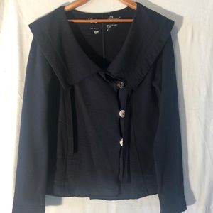 Lucky Brand black asymmetrical button sweatshirt